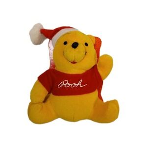 Vintage Disney Winnie the Pooh‎ Christmas Friendly Tales Santa Plush & Book 90s